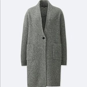 Uniqlo wool ribbed knitted coat